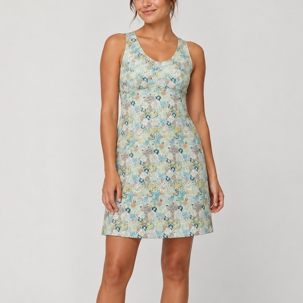 Patagonia Magnolia Spring Dress XS Furnai Floral Atoll Blue Cross Back Mini